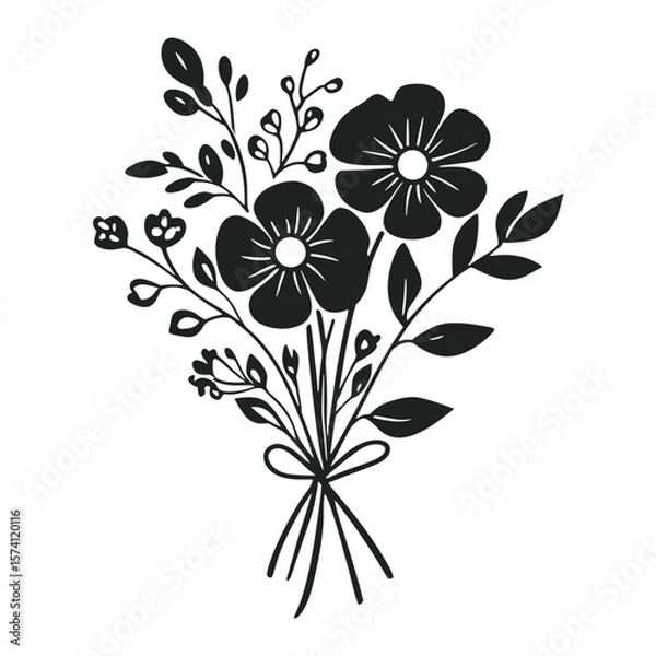 Fototapeta Art illustration bouquet black vector