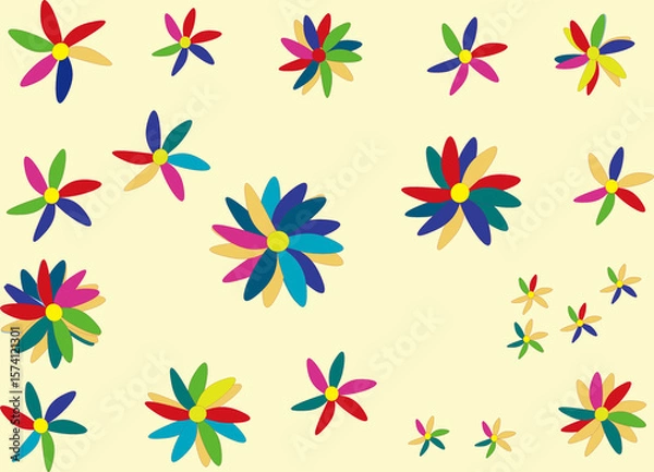 Fototapeta set of colorful floral elements
