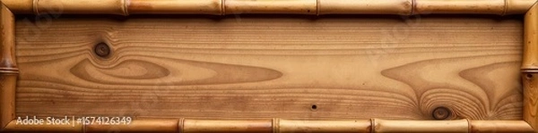Fototapeta Rustic brown bamboo rectangle frame, natural wood texture, blank space , empty, banner