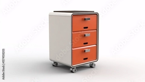 Fototapeta Shop modern rolling file cabinet orange drawer storage unit office organization furniture solution for home office