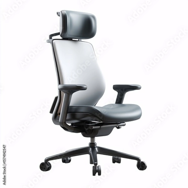 Fototapeta Explore ergonomic office chair with headrest adjustable lumbar support and breathable mesh for comfort and posture