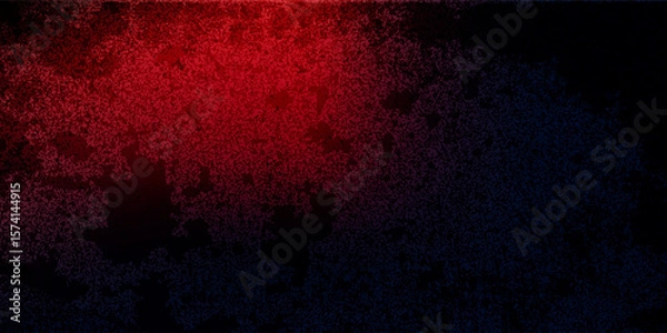 Fototapeta Glitch distorted grunge background. Noise destroyed texture. Red halftone dots blue color pattern gradient grunge texture background