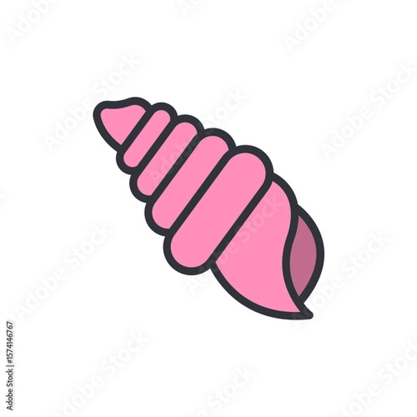 Fototapeta Isolated Pink Seashell With Spiral Shape And Smooth Surface Appearance