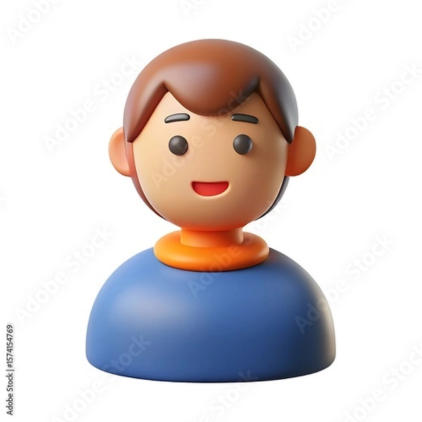 Fototapeta 3D Cartoon Boy Avatar:  Digital Character,  Cute Illustration,  Website Icon 3D icon high quality resolution