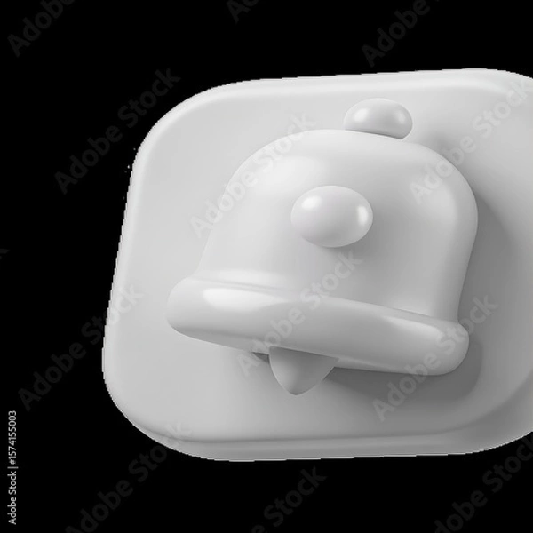 Fototapeta 3D Render: Minimalist White Bell Icon – Perfect for App Design & Festive Projects 3D icon high quality resolution