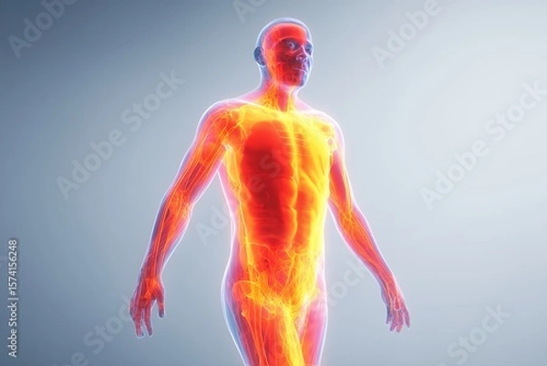 Fototapeta Thermal View Highlighting Human Body's Heat Distribution and Structure