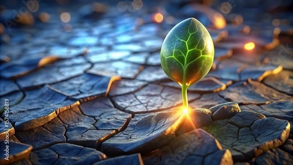 Fototapeta Resilience: A Sapling's Growth Amidst Aridity – Environmental Concept 3D icon high quality resolution