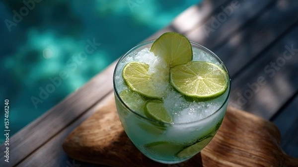 Obraz Refreshing Lime Cocktail by Poolside