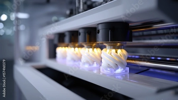 Obraz Automated Manufacturing Process with LED Bulbs on Assembly Line