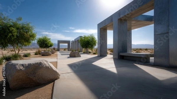 Obraz Desert Concrete Structures Under Bright Sunlight