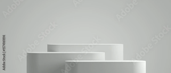 Obraz 3D product background. 3d podium and white background for cosmetics, product presentation. 3d rendering illustration.