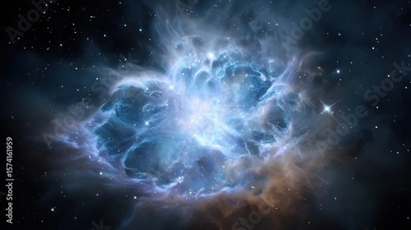 Obraz Blue and Orange Nebula in Deep Space