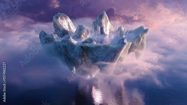 Obraz Floating Crystal Island in a Purple Sky