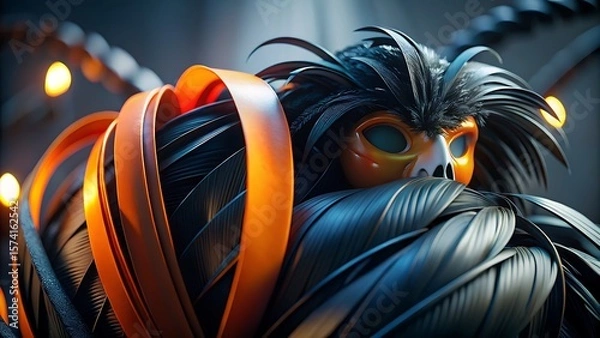 Fototapeta Intricate Mask: Cyberpunk Character Art 3D icon high quality resolution