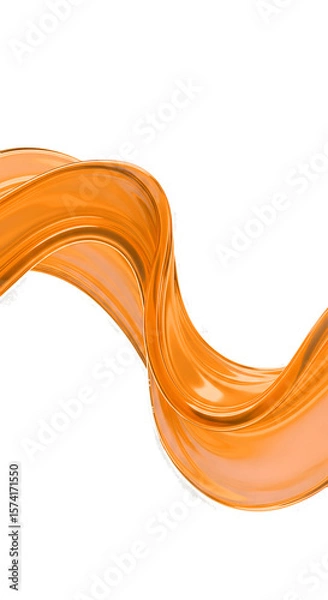 Fototapeta Abstract orange wave ribbon flowing smoothly across a white transparent PNG background. Perfect for design elements, tech visuals, or creative modern compositions.


