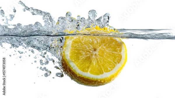 Obraz Lemon Slice Splash, isolated on transparent background