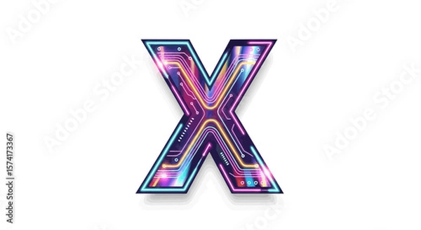 Fototapeta Vector download futuristic x letter logo design vector template with neon glow effect for free graphic design 100