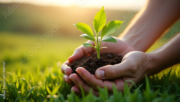 Obraz A pair of gentle, weathered hands, with prominent veins and slight wrinkles