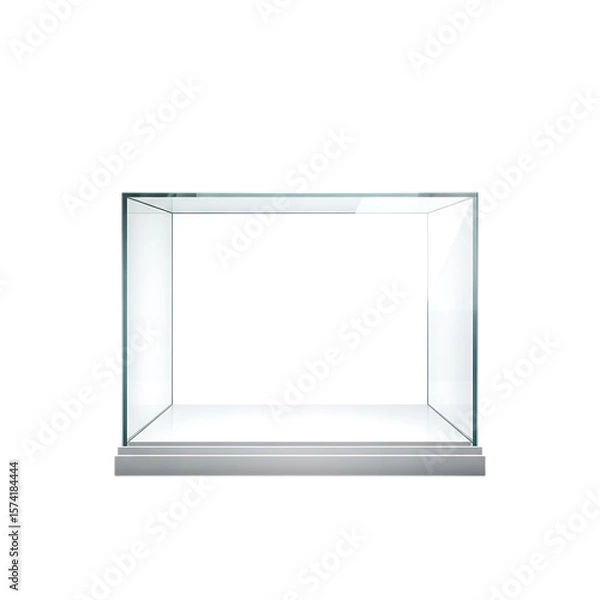 Fototapeta Illustration of an empty glass display case with a clean and modern design isolated on transparent background