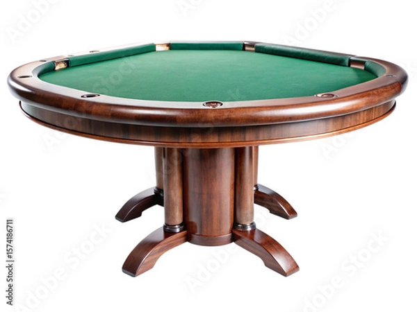 Fototapeta Photo of elegant oval poker table with green felt isolated on transparent background