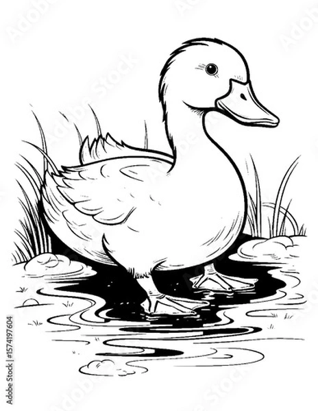 Fototapeta cute duck coloring pages