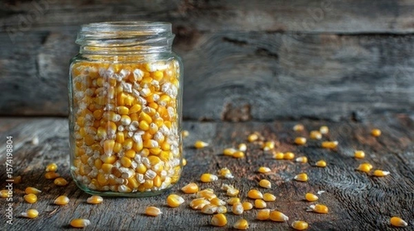 Fototapeta Jar Overflowing with Autumnal Corn Kernels
