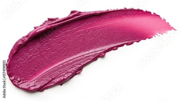 Fototapeta A close up of a smear of magenta lipstick on a white background in a studio setting indoors