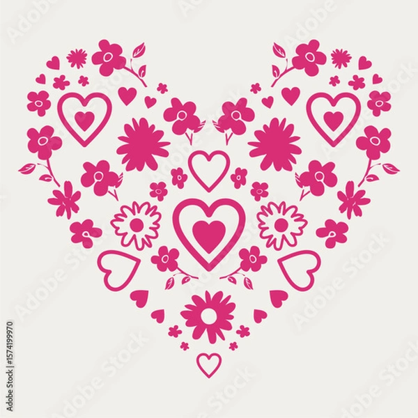 Obraz folklore flower heart print d...