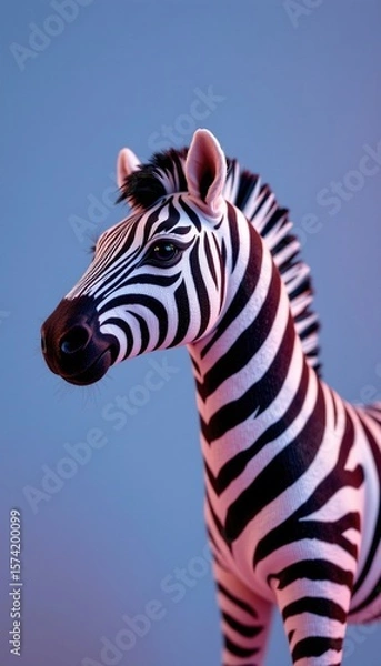 Fototapeta create a captivating photo of a zebra doll set against an icy blue background
