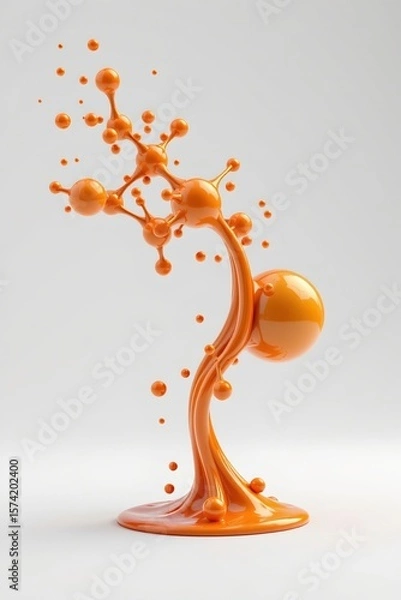 Fototapeta create an abstract 3d rendering featuring a surreal object based on metabolic spheres in the process of fusion