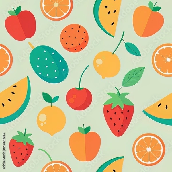 Obraz Vibrant Seamless Festival Fruit Pattern