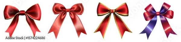 Fototapeta collection of colorful ribbon bows isolated on white background