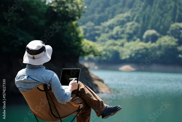 Fototapeta ノマドワークの男性