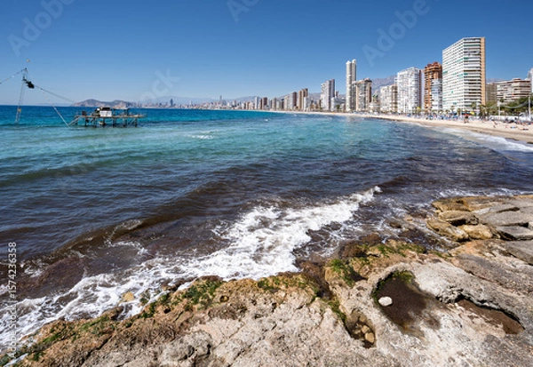 Fototapeta The Beach Front of Benidorm from the northern end of Levante Beach
