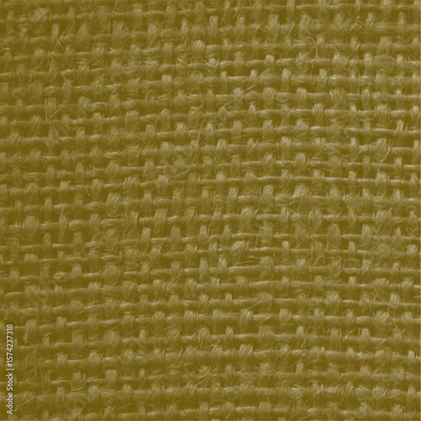 Fototapeta Macro closeup of olive yellow burlap texture with woven thread pattern