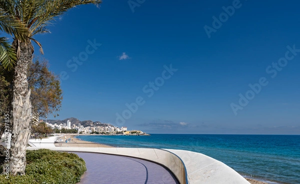 Fototapeta View of Poniente Beach in Bendorm, looking towards the Old Town