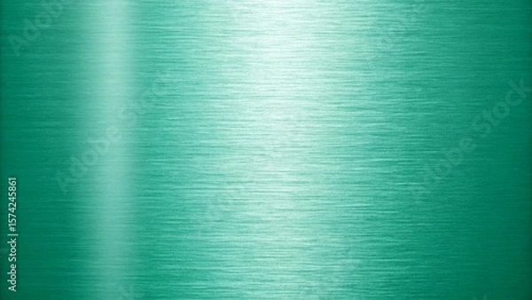 Fototapeta Brushed teal metal surface with a bright vertical reflection