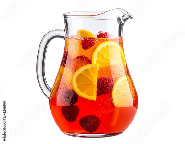 Fototapeta Glass Pitcher Filled with Bright Refreshing Drink, Isolated on Transparent Background PNG
