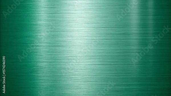 Fototapeta Brushed green metal surface with horizontal lines and reflections