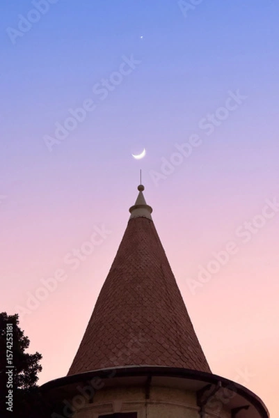 Obraz church steeple at sunset