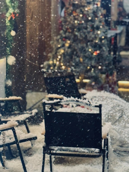 Obraz christmas tree on a bench