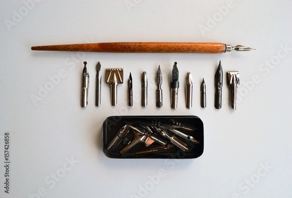 Fototapeta Composition of nibs for calligraphy