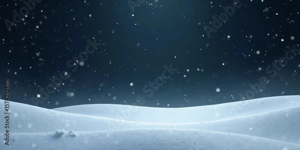 Fototapeta Snowflakes on dark background. Falling. Winter. Cold. Extreme cold. Beautiful background material. Blur. Soft. Soft. Light. Cooling. Chill. Quiet. Silence.