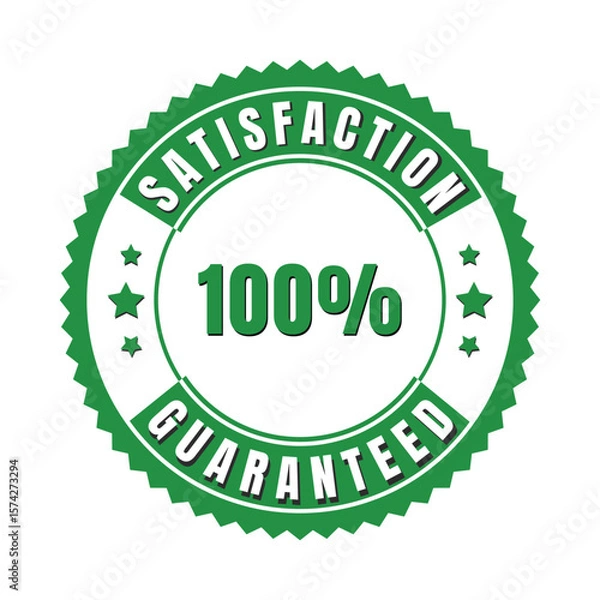 Fototapeta Satisfaction guaranteed green badge design isolated on a white background
