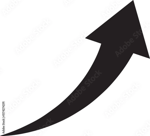 Fototapeta Ascending Trajectory: A minimalist graphic showcases a sleek, black arrow dynamically ascending, symbolizing growth, progress, and upward movement in a world of innovation.
