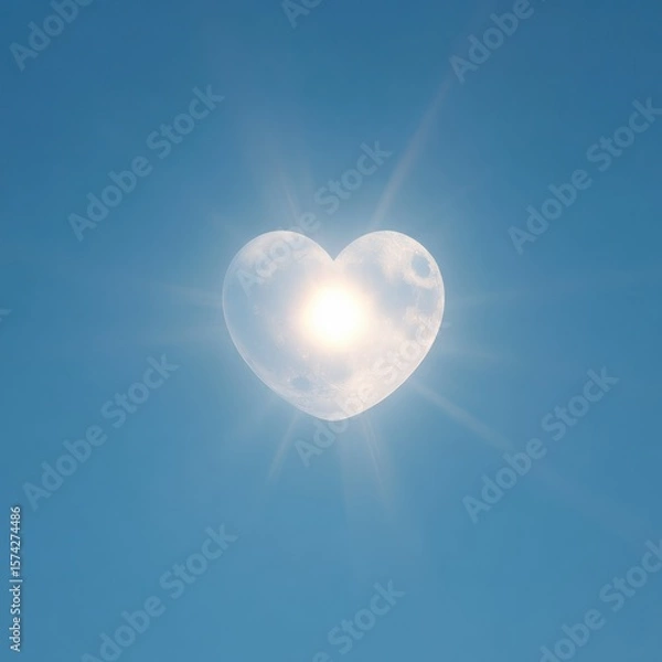 Fototapeta Heart Shaped Light in the Clear Blue Sky Symbolizing Love Peace and Hope in the Abstract Concept of a Brighter Future