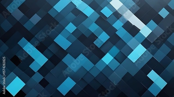 Fototapeta Abstract mosaic background features gradient shades of blue and geometric tile pattern, modern and creative design for digital projects.
