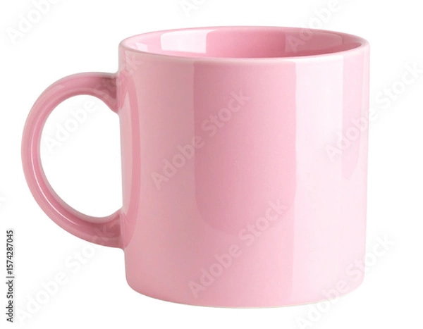 Fototapeta Minimalist Pink Ceramic Mug with Handle, Isolated on Transparent Background PNG