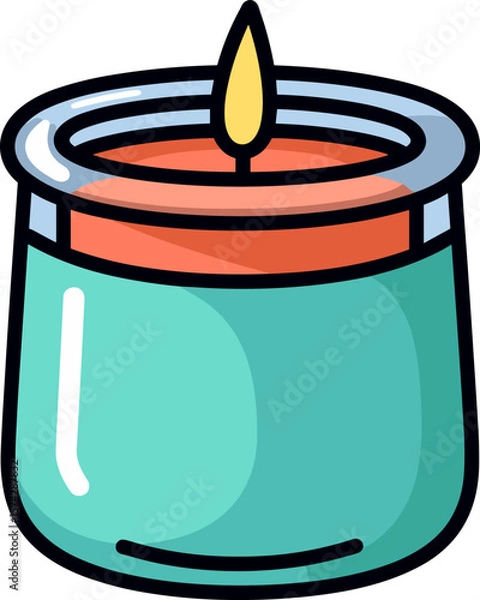 Fototapeta Candlelight Serenity: A Teal Jar of Warmth and Tranquility