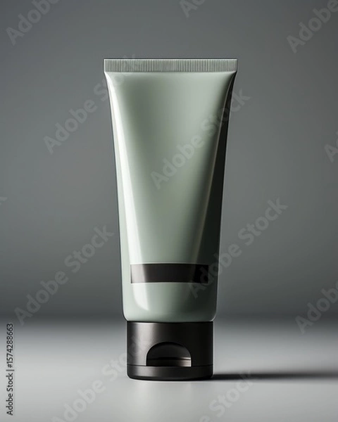 Fototapeta Minimalist Face Cleanser Tube Mockup, Gray Background, 3D Render